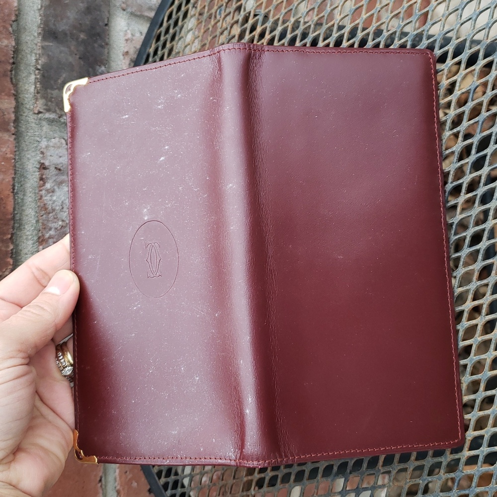 Vintage Cartier Long International Leather Bifold Wallet Gold Gussets Luxury - Picture 14 of 15
